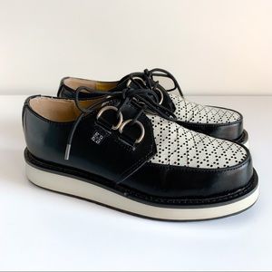 TUK Black/White Leather Platform Creepers US W 7.5